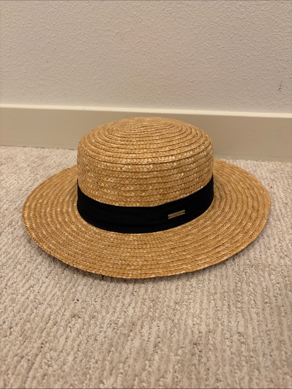 Gigi pip | Straw Hat with Black Band - Women Accessories